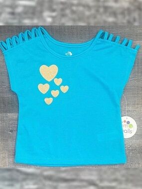 💞 New Baby & Toddler Girl Size 24 Months Blue Glitter Heart Active Top